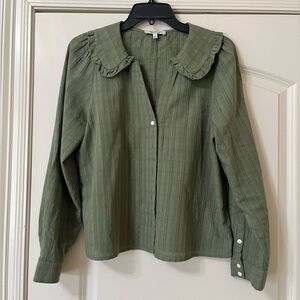 Madewell Ruffle-Collar Button-Up Shirt in Syril Plaid